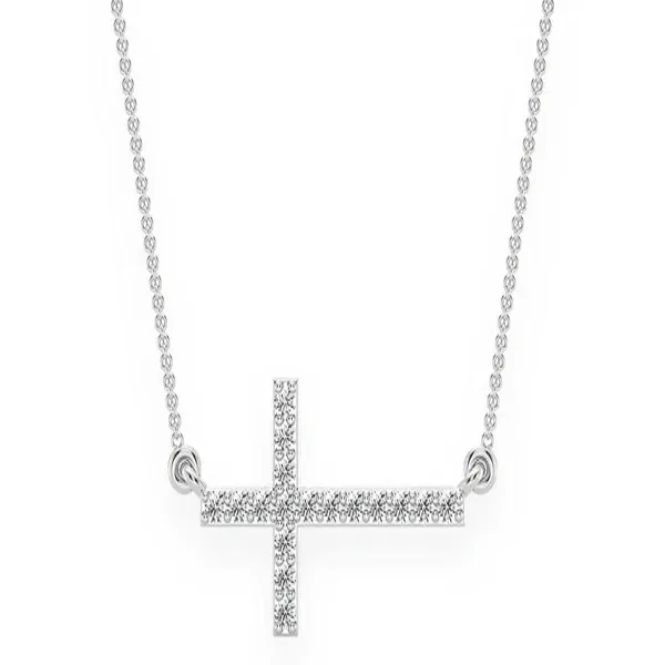 0.10CTW Mini Sideways Cross Necklace Pendant