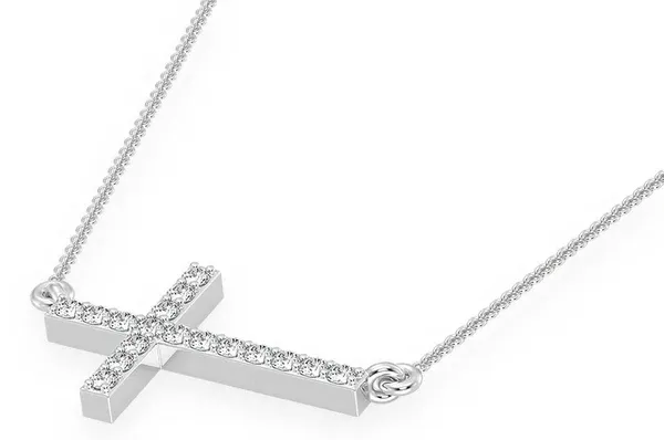 0.10CTW Mini Sideways Cross Necklace Pendant