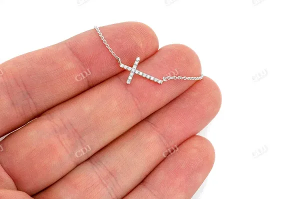 0.10CTW Mini Sideways Cross Necklace Pendant