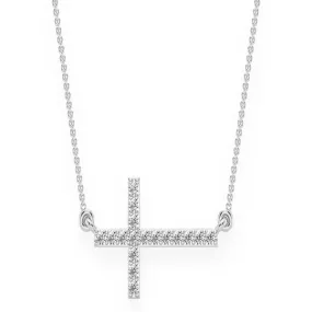 0.10CTW Mini Sideways Cross Necklace Pendant