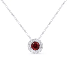 0.21Ct Ruby 16"pendant Necklace In 14K White Gold