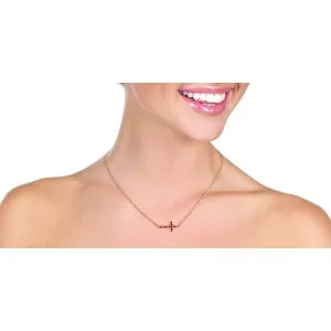 0.3 Carat 14K Solid Rose Gold Ruby Horizontal Cross Necklace