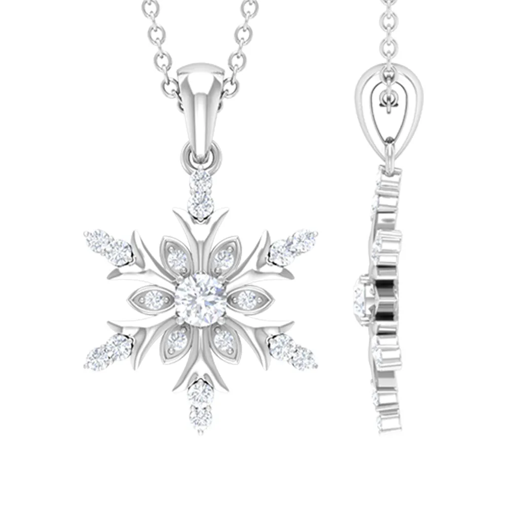 0.5 CT Certified Diamond Designer Snowflake Pendant Necklace