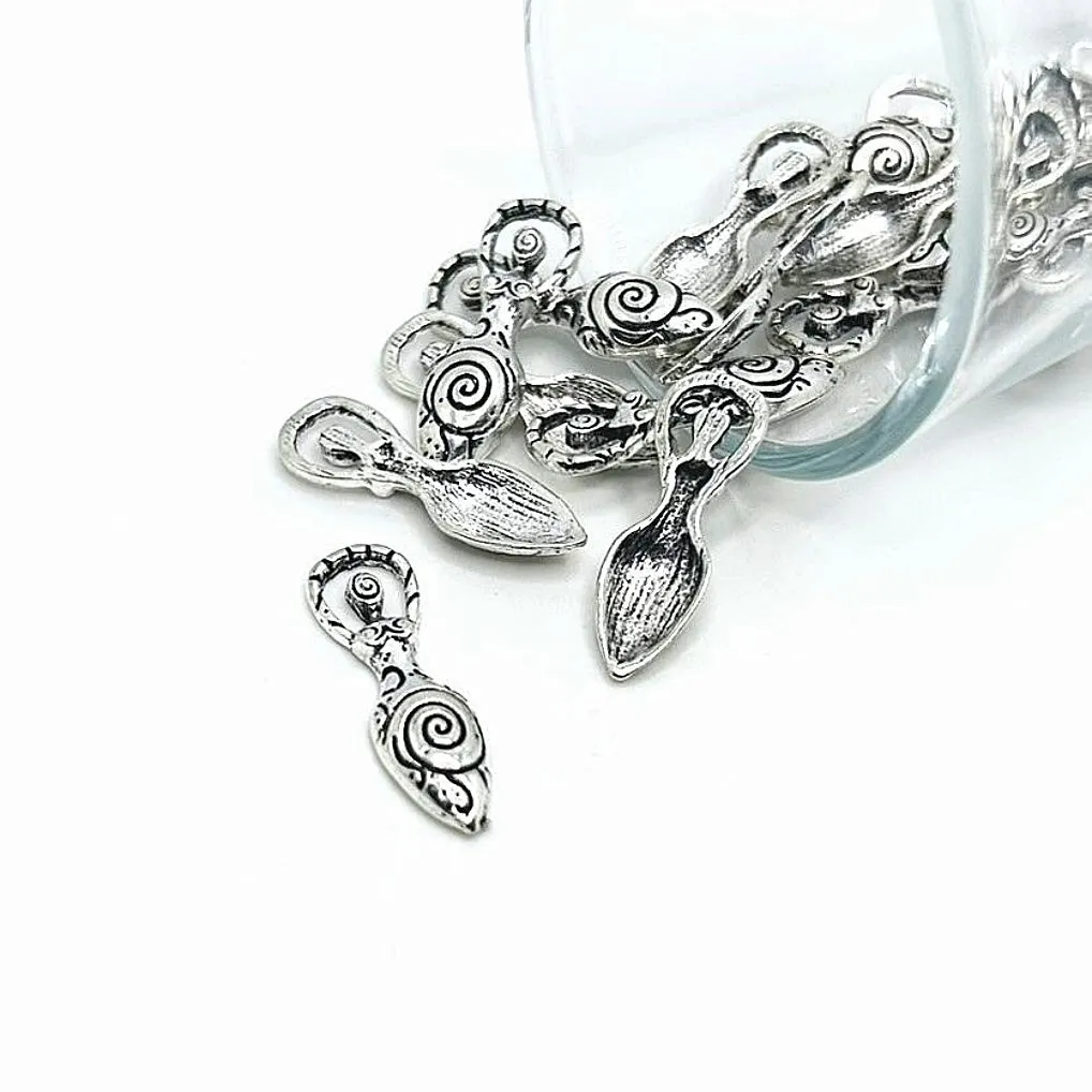 1, 4, 20 or 50 Pieces: Silver Goddess with Swirls Charm