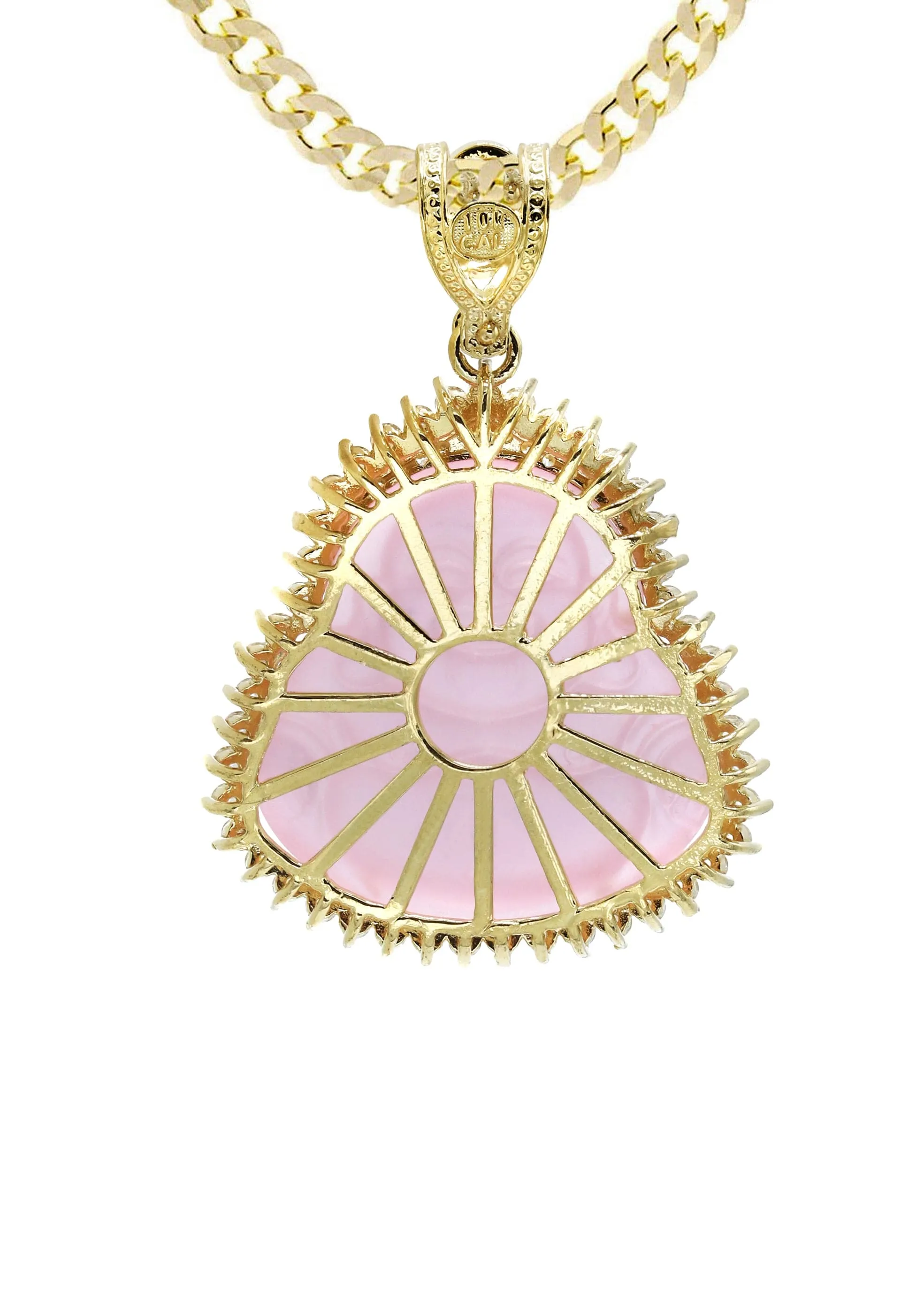 10K Yellow Gold Pink Buddha Necklace | Appx. 24.7 Grams