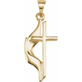 10K Yellow Methodist Cross Pendant