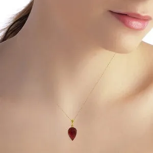 13 Carat 14K Solid Yellow Gold Necklace Pointy Briolette Drop Ruby