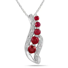 14K  Diamond And Ruby Drop Pendant