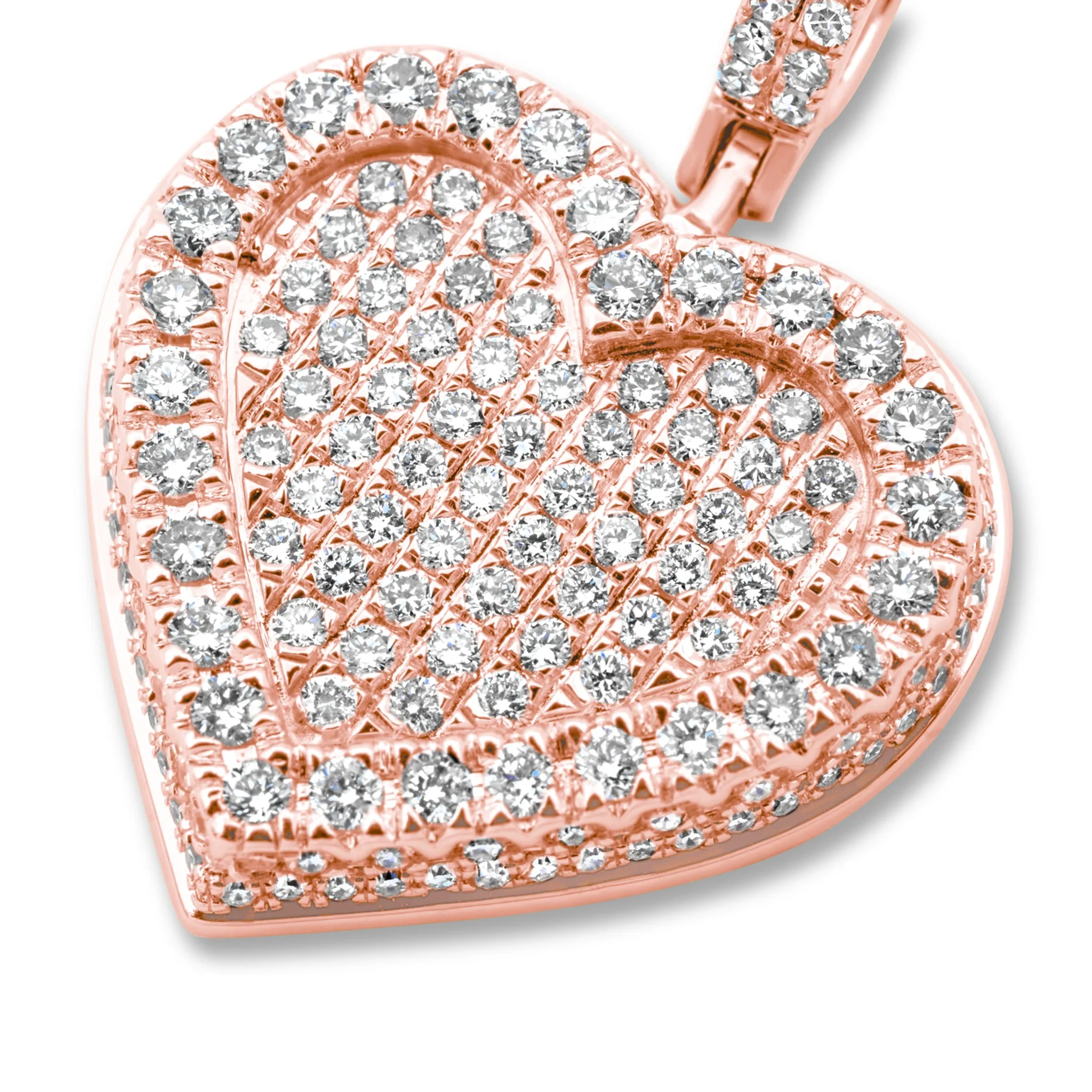 14k Rose Gold Diamond Cluster Heart Pendant 1.67 ctw