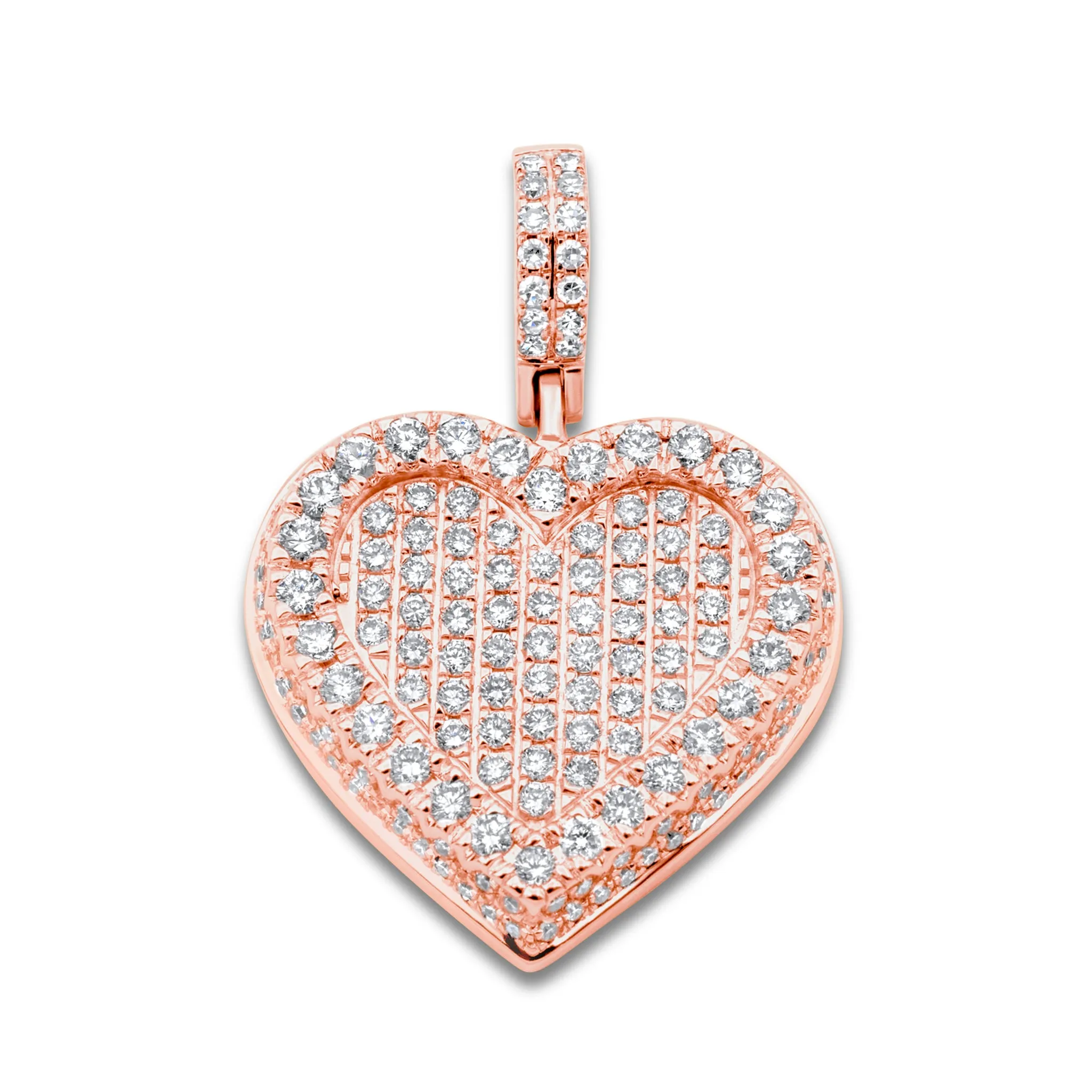 14k Rose Gold Diamond Cluster Heart Pendant 1.67 ctw