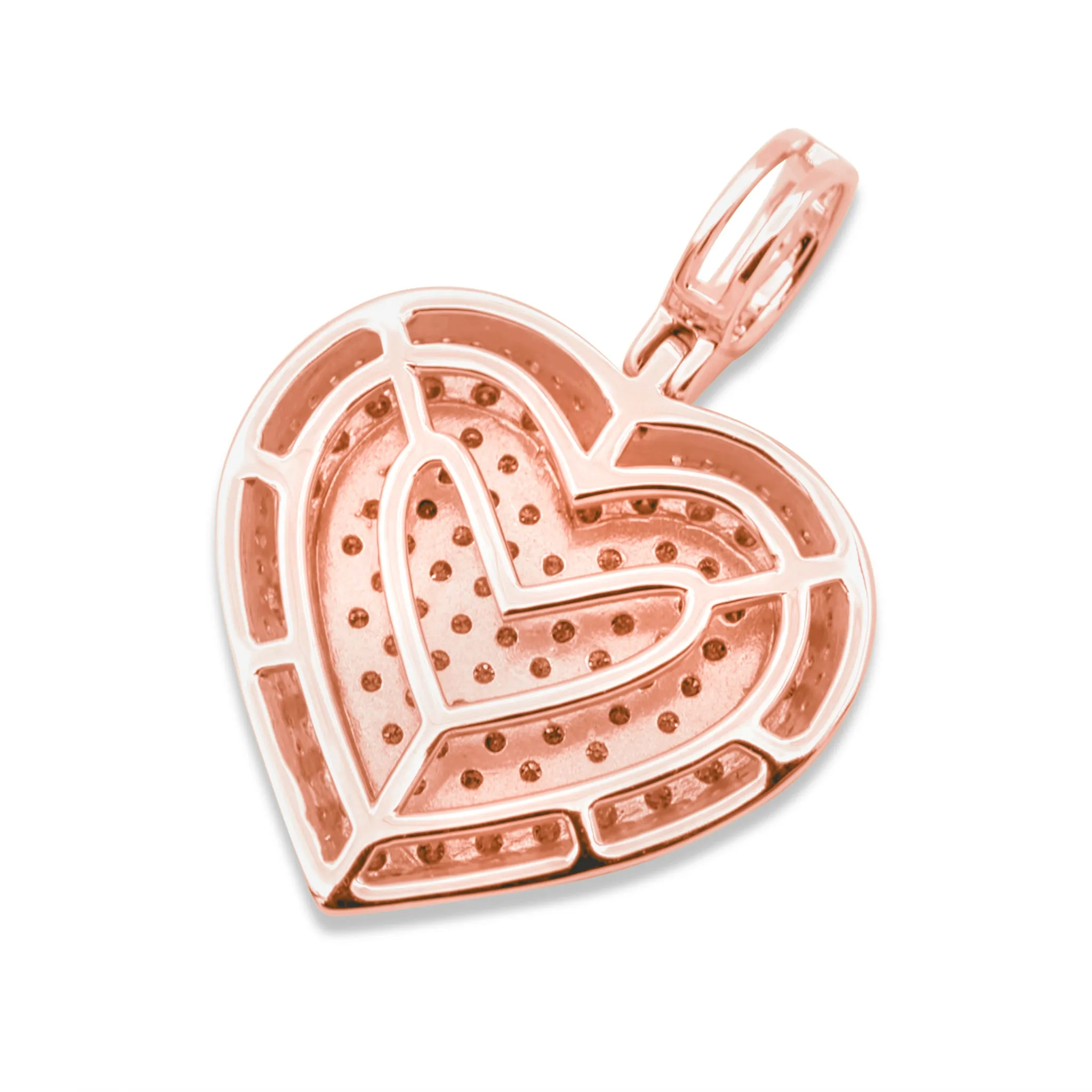 14k Rose Gold Diamond Cluster Heart Pendant 1.67 ctw