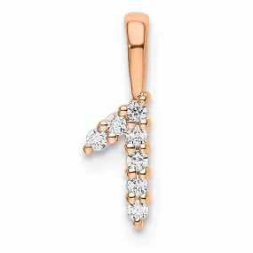 14k Rose Gold Polished Finish with Diamonds Number 1 Pendant