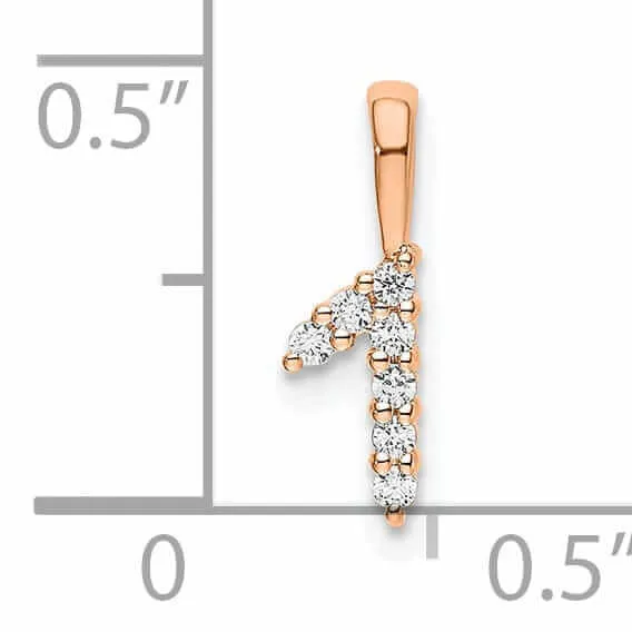 14k Rose Gold Polished Finish with Diamonds Number 1 Pendant