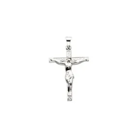 14K White 24.5x19.2 mm Crucifix Pendant