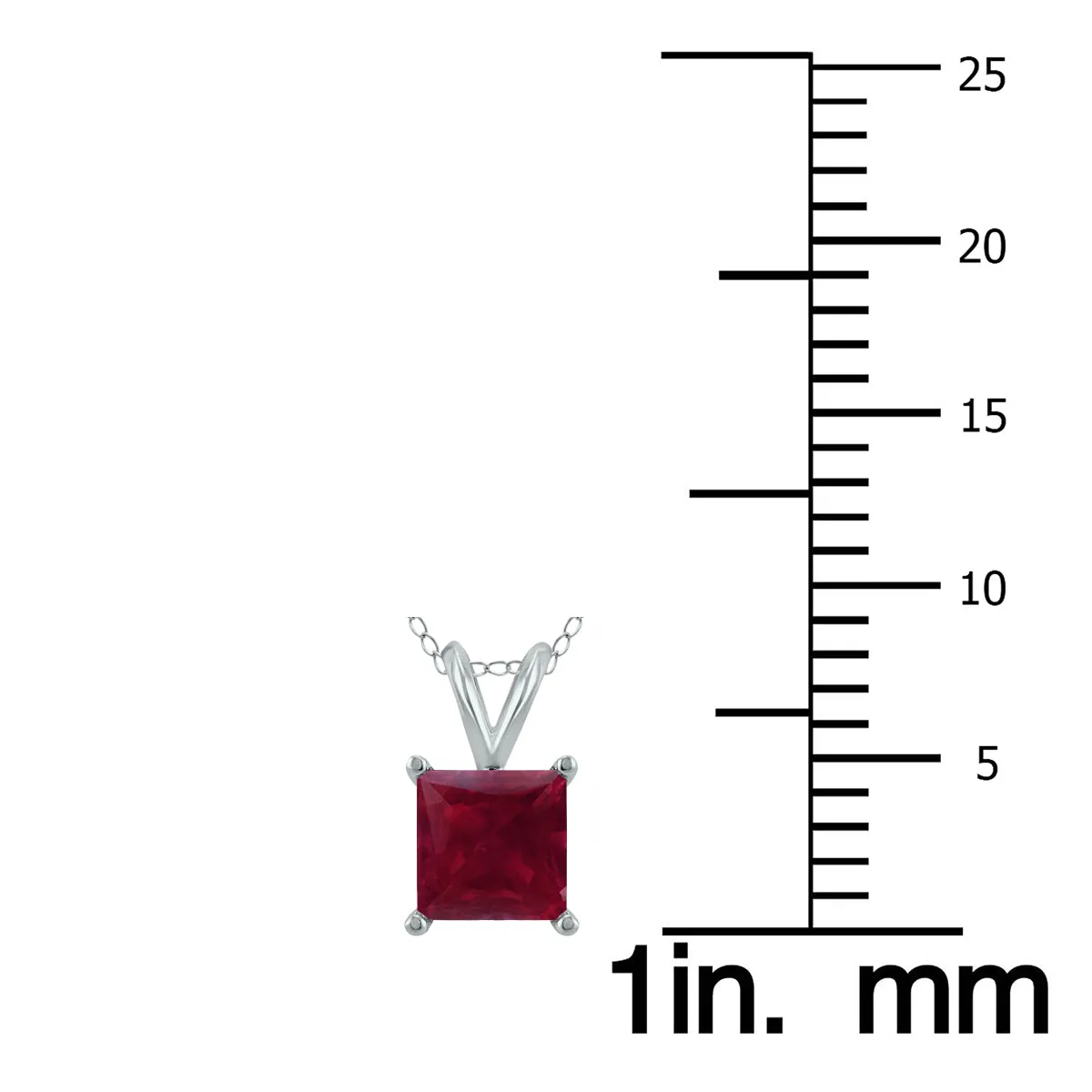 14K White Gold 5Mm Square Ruby Pendant