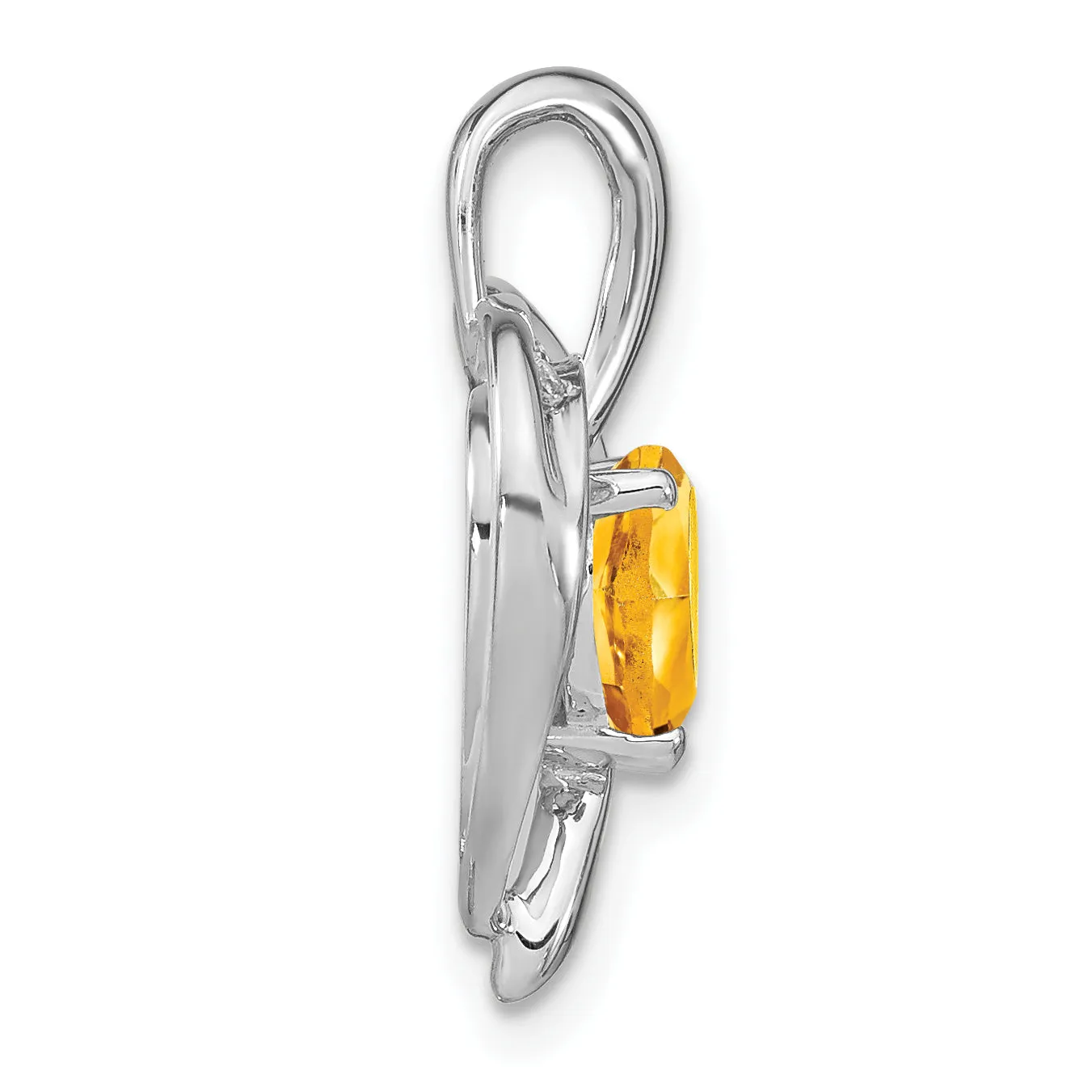 14k White Gold Citrine and Diamond Heart Pendant