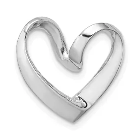 14K White Gold Polished Heart Design Chain Slide Pendant