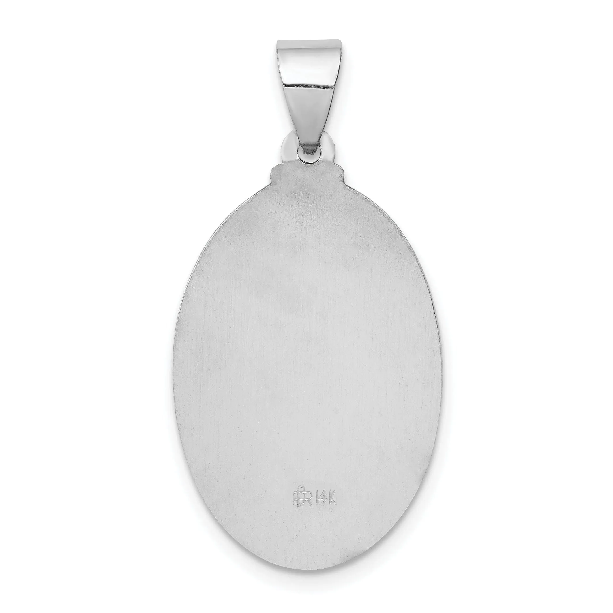 14K White Gold Sacred Heart of Jesus Medal Pendant