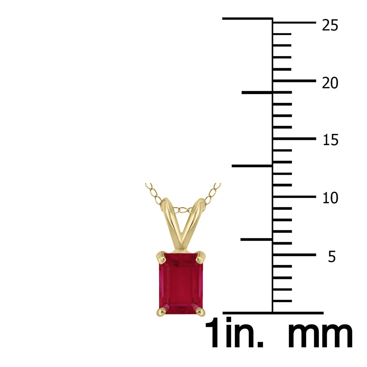 14K Yellow Gold 5X3Mm Emerald Shaped Ruby Pendant