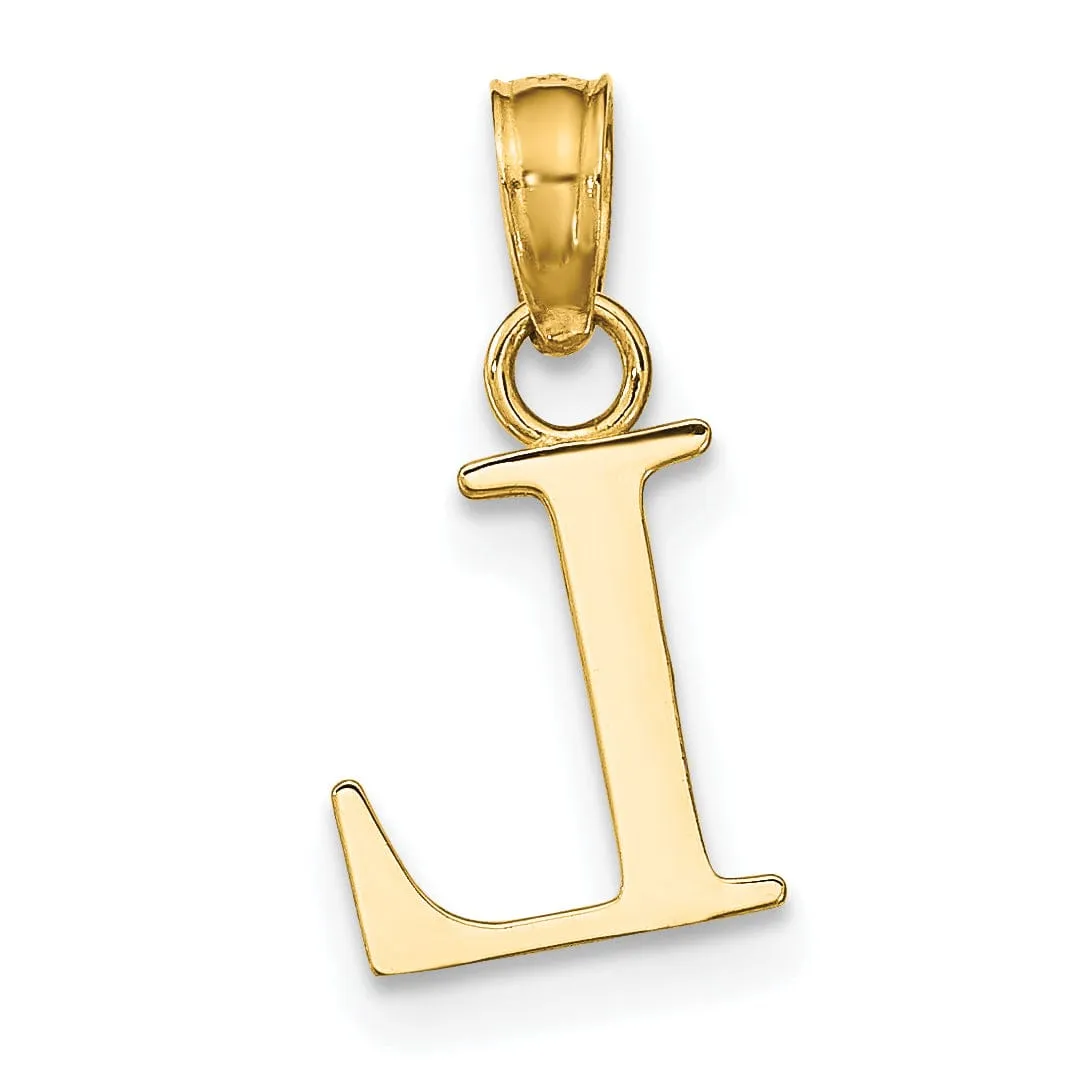 14K Yellow Gold Block Design Small Letter L Initial Charm Pendant