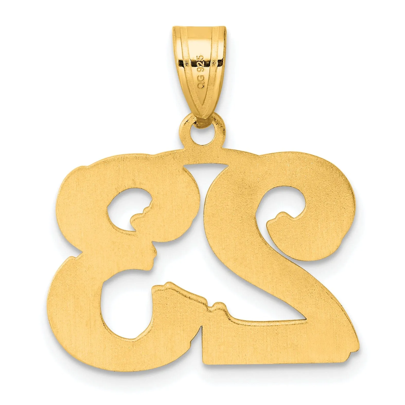 14k Yellow Gold Polished Etched Finish Number 23 Charm Pendant