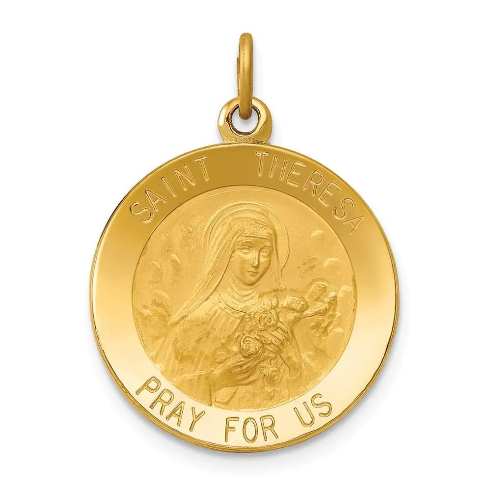 14k Yellow Gold Saint Theresa Medal Pendant