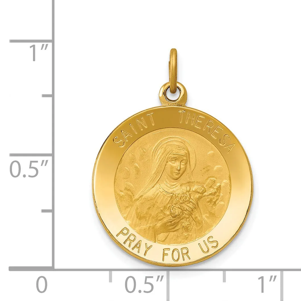 14k Yellow Gold Saint Theresa Medal Pendant