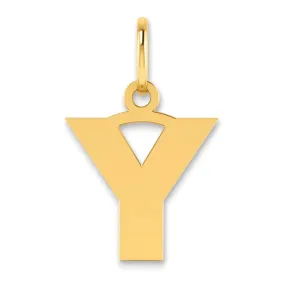 14k Yellow Gold  Small Size Letter Y Initial Block Pendant