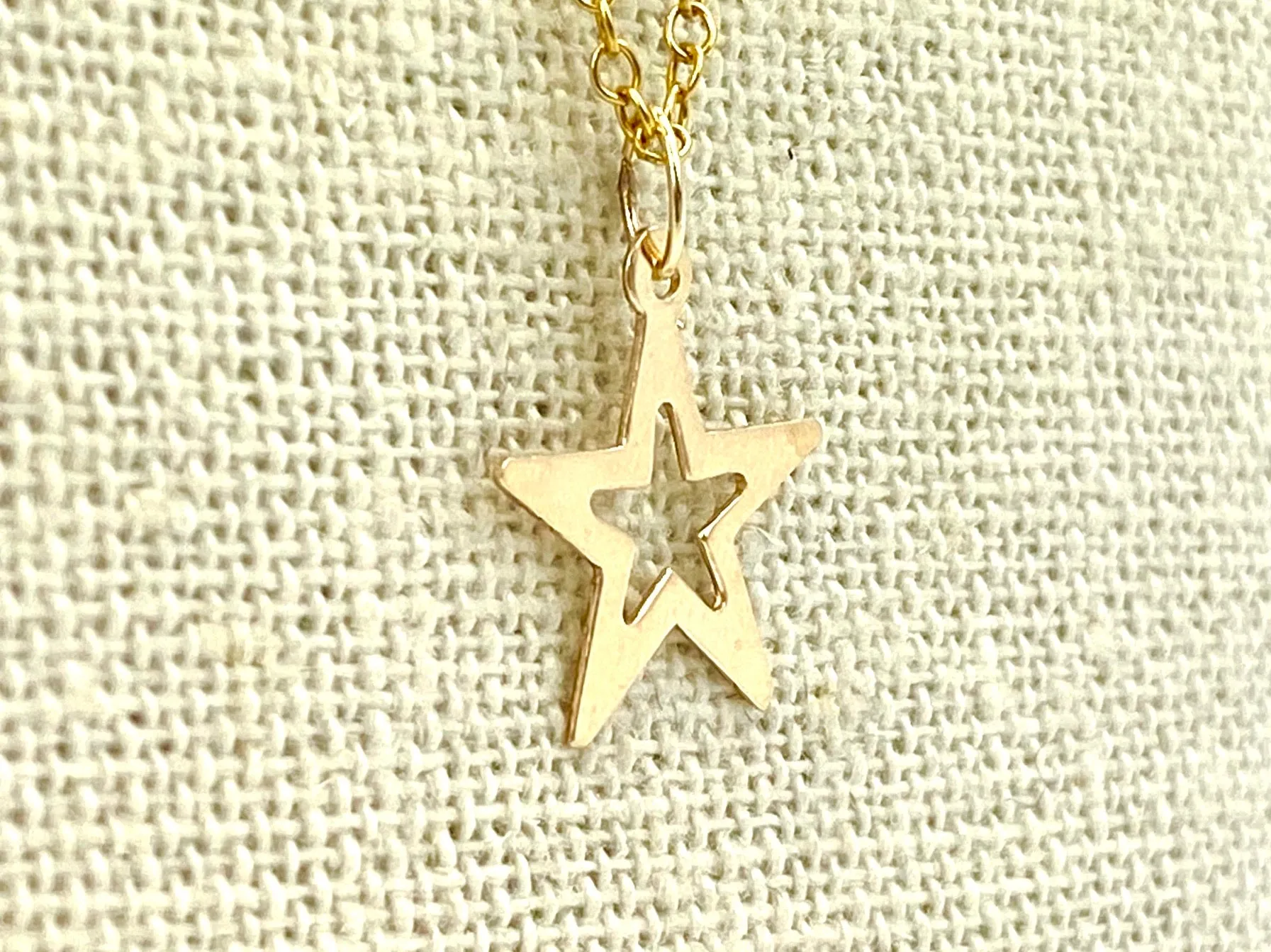 14KGF Star Cut Out Charm , Sku#1457-C