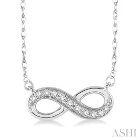 1/6 Ctw Round Cut Diamond Infinity Pendant in 14K White Gold with Chain