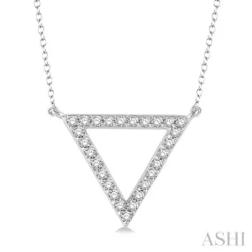 1/6 Ctw Triangle Cutout Round Cut Diamond Pendant With Link Chain in 10K White Gold