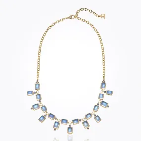 18K Cleo Drop Necklace with royal blue moonstone and sapphire