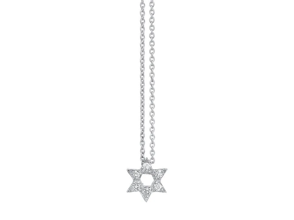 18K WHITE GOLD TINY TREASURES DIAMOND STAR OF DAVID NECKLACE