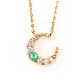 18k Yellow Gold & AA Emerald Pendant Necklace with Diamonds