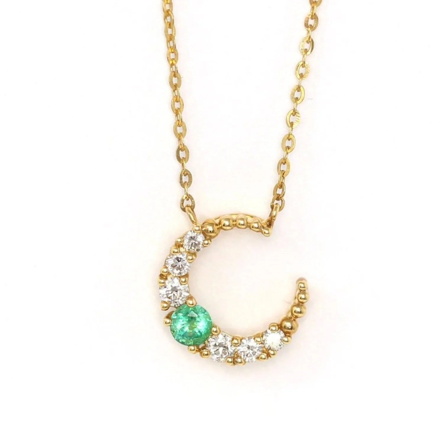 18k Yellow Gold & AA Emerald Pendant Necklace with Diamonds