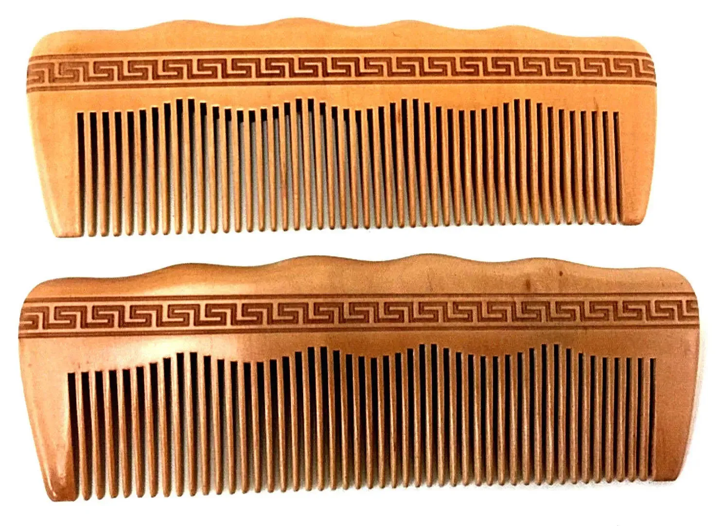 2 x Wood Comb Long With Carved Details