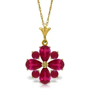 2.23 Carat 14K Solid Yellow Gold Rose In His Heart Ruby Necklace