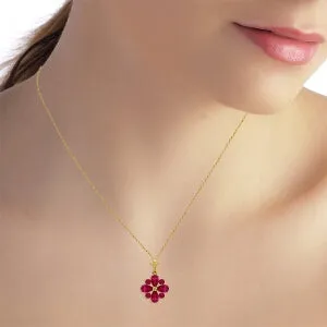 2.23 Carat 14K Solid Yellow Gold Rose In His Heart Ruby Necklace