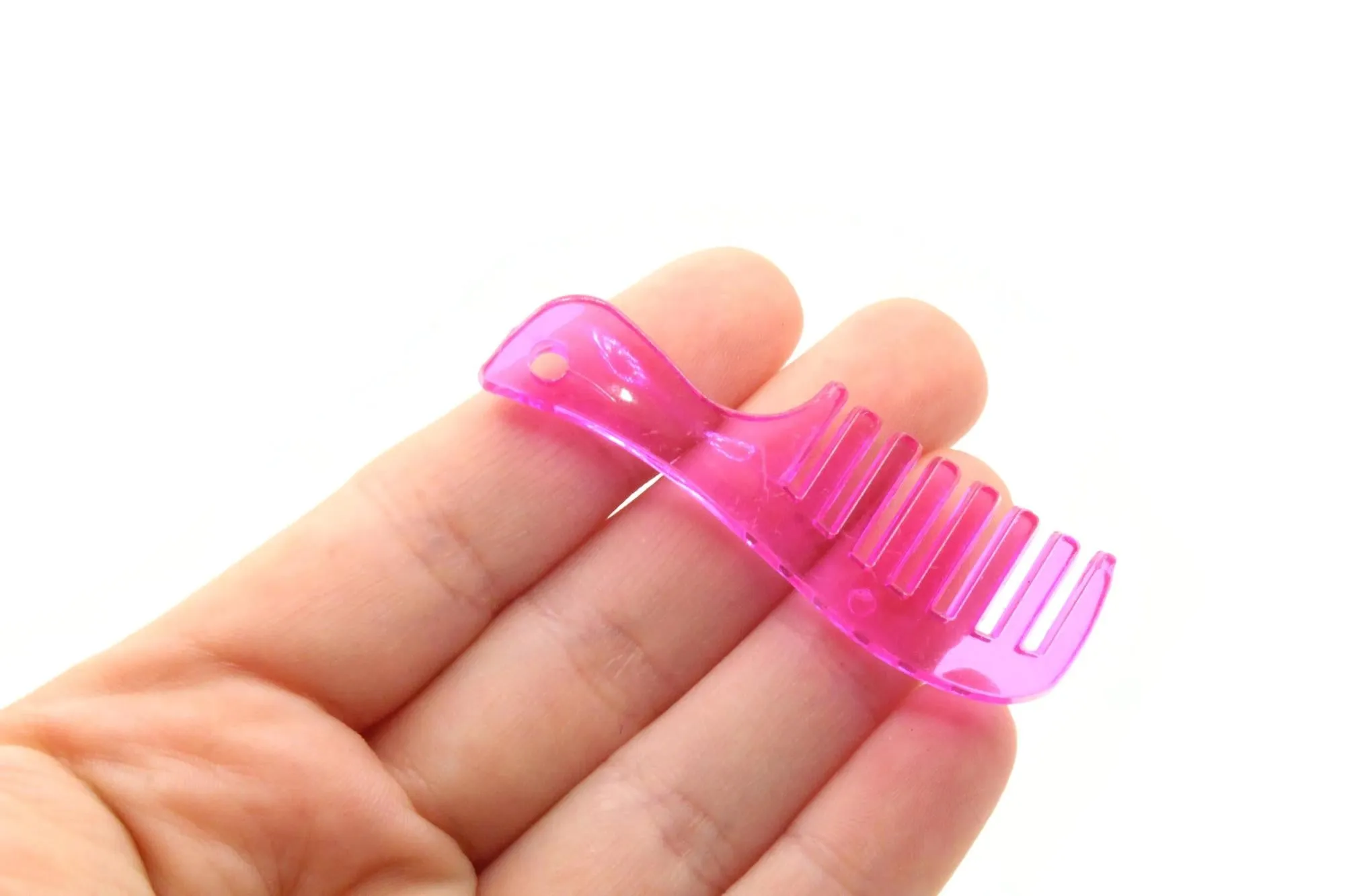 5 57mm Comb Charms ~ Clear Mixed Color Acrylic Pendants