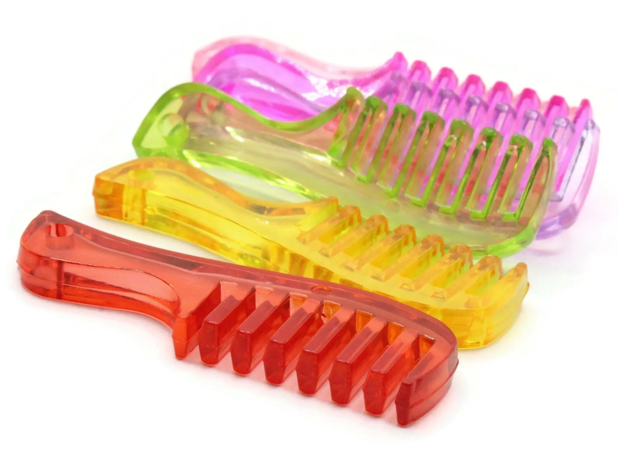 5 57mm Comb Charms ~ Clear Mixed Color Acrylic Pendants