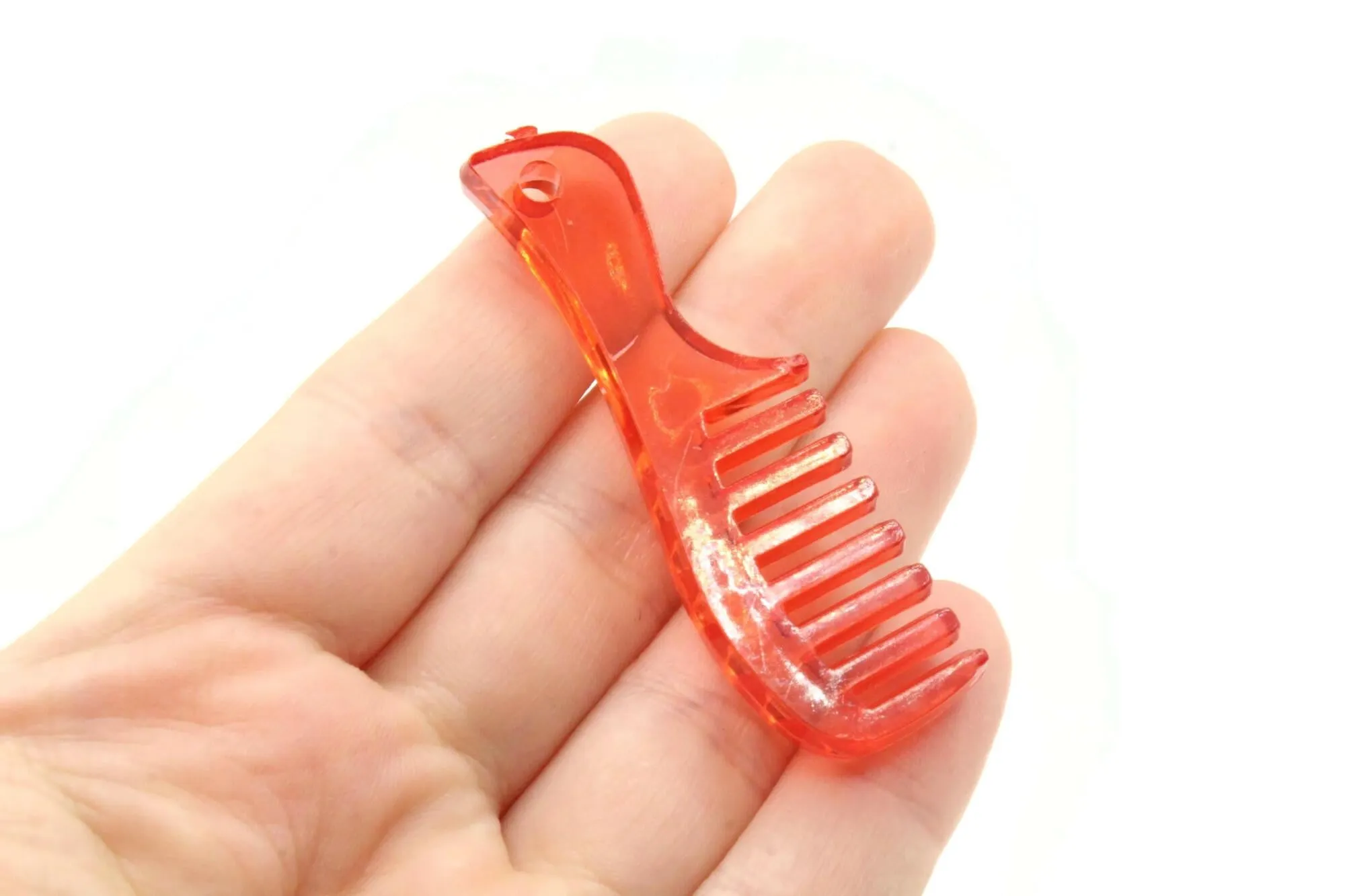 5 57mm Comb Charms ~ Clear Mixed Color Acrylic Pendants