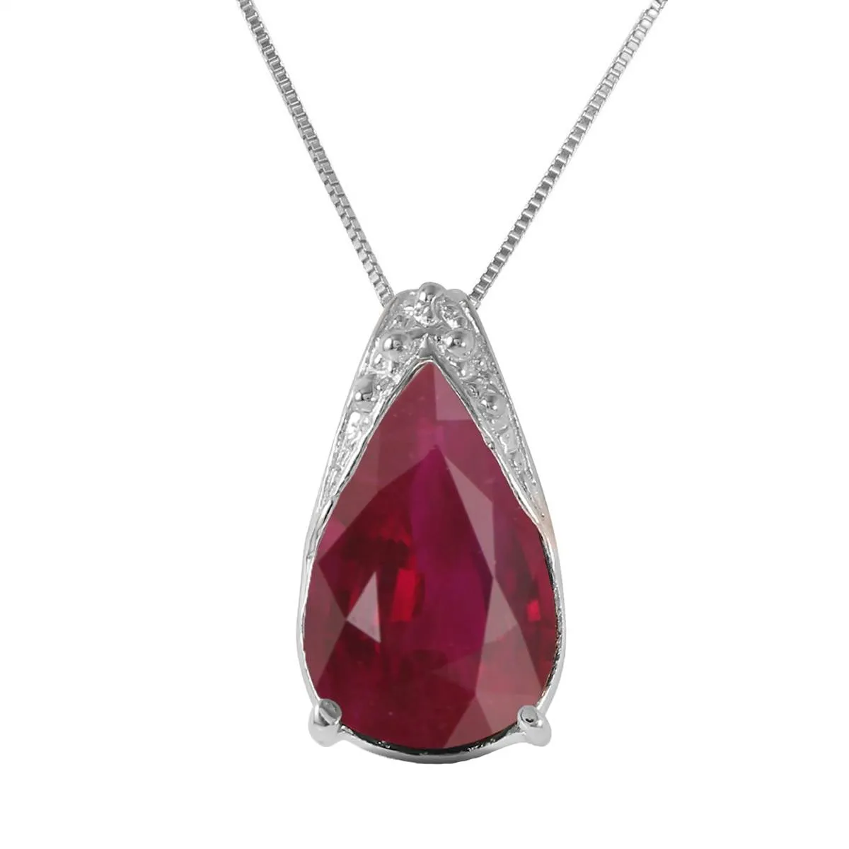 5 Carat 14K Solid White Gold Your Thoughtfulness Ruby Necklace