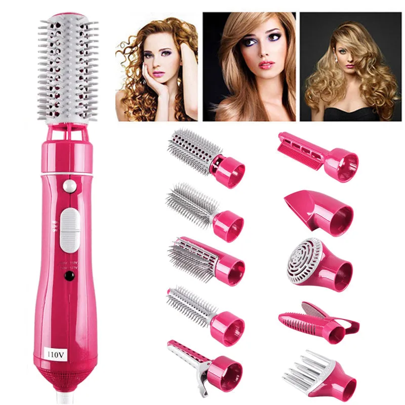 7 in 1Multi-functional Hot Air Comb Dry  Care One Step Hair Dryer Salon Collection Hair Straight Curler Two Use