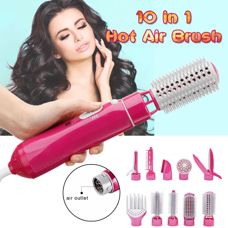 7 in 1Multi-functional Hot Air Comb Dry  Care One Step Hair Dryer Salon Collection Hair Straight Curler Two Use