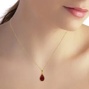 8 Carat 14K Solid Yellow Gold Necklace Briolette Ruby