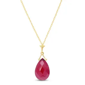 8 Carat 14K Solid Yellow Gold Necklace Briolette Ruby