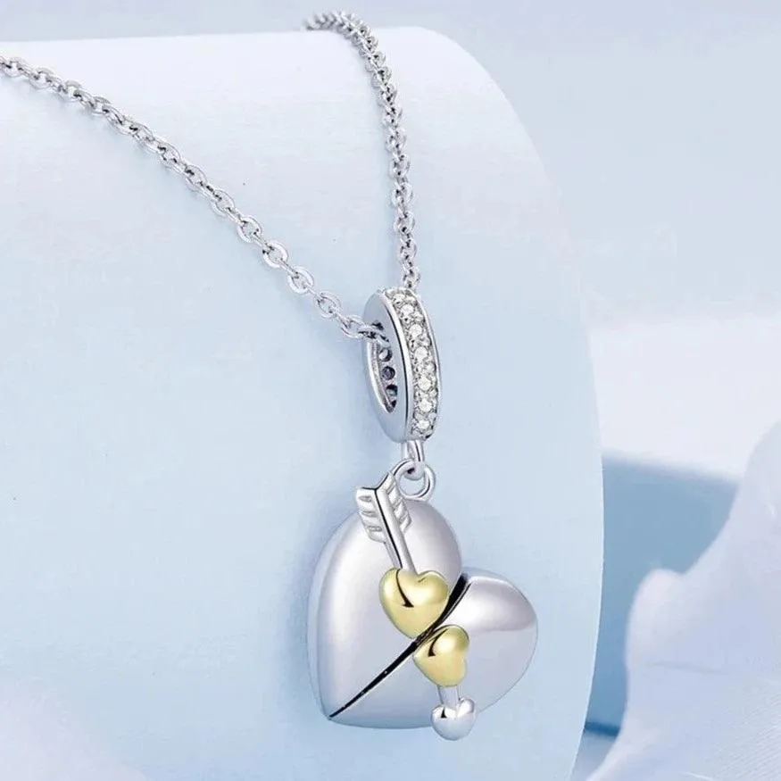 925 Sterling Silver Heart Book Shape Pendant Charm Jewelry Without Chain