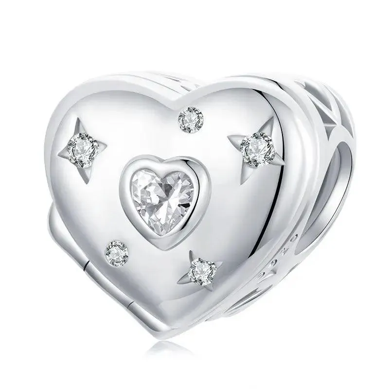 925 Sterling Silver Heart Book Shape Pendant Charm Jewelry Without Chain