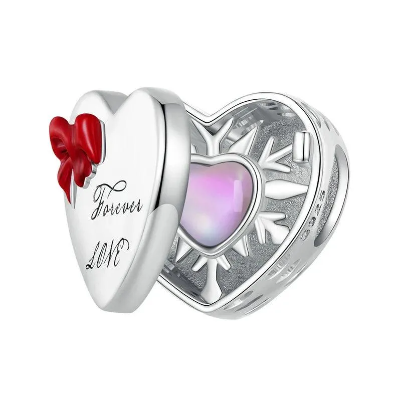 925 Sterling Silver Heart Book Shape Pendant Charm Jewelry Without Chain