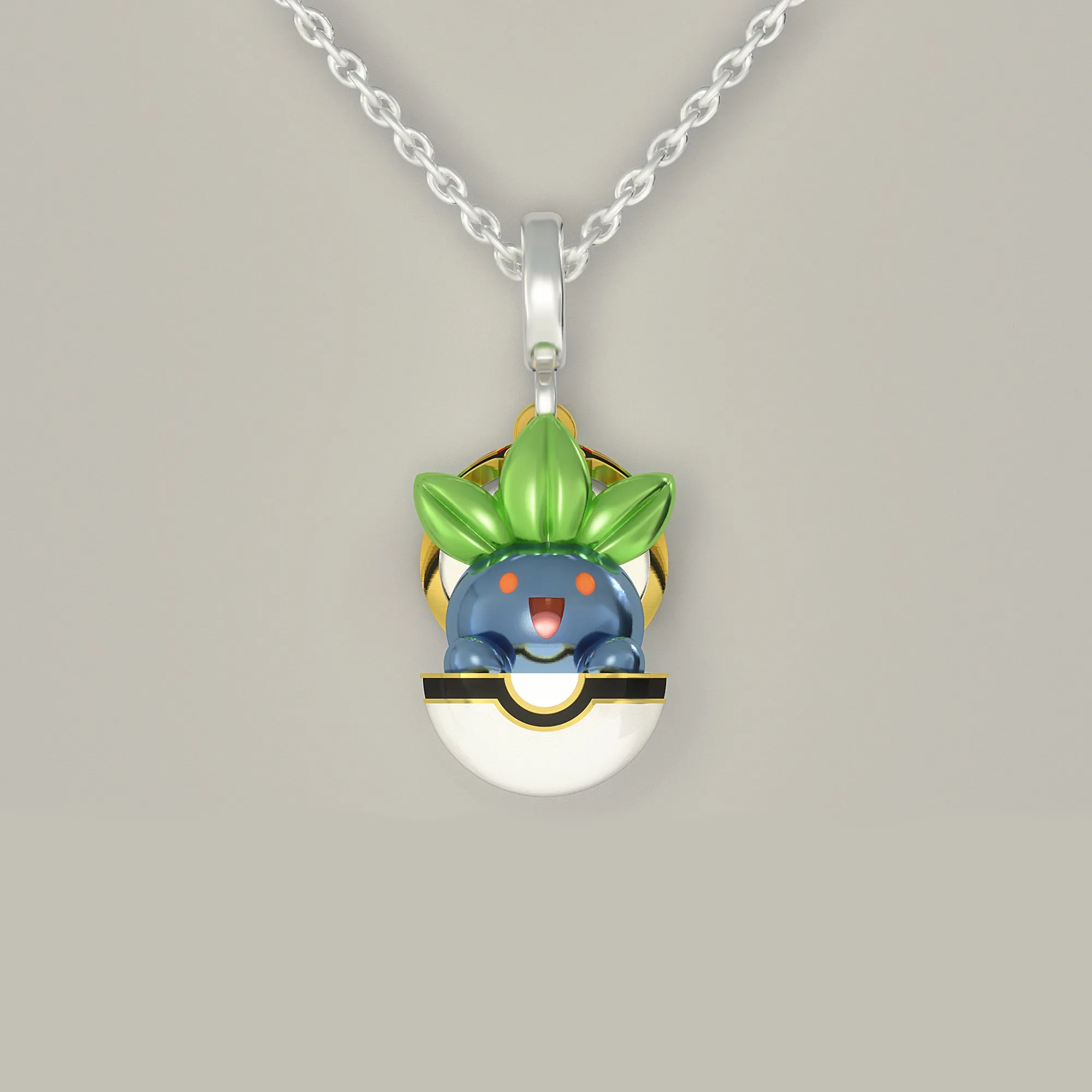 925 sterling silver Oddish Pokemon Pandora fit charm necklace